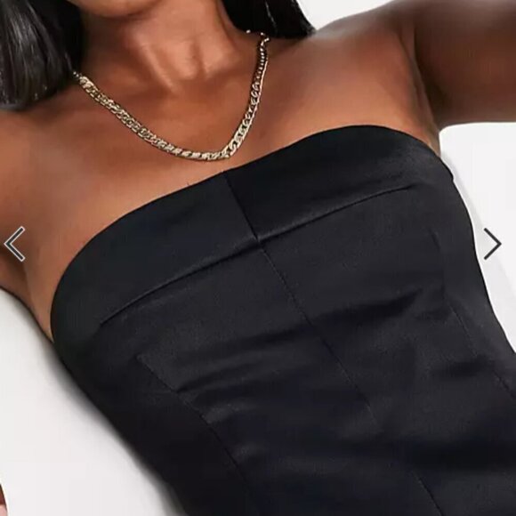 MNG Mango Size XS Black Satin Bandeau Corset Top, Excellent Used Condition - Picture 14 of 14